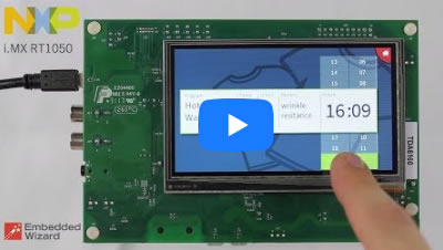 I.MX RT1050 from NXP running an Embedded Wizard powered GUI Application